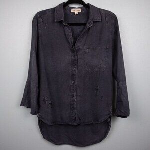 Cloth & Stone charcoal distressed button down shirt-XS